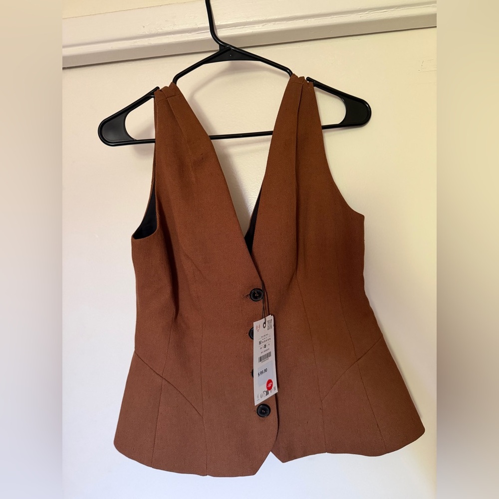 Zara Brown Sleeveless Top